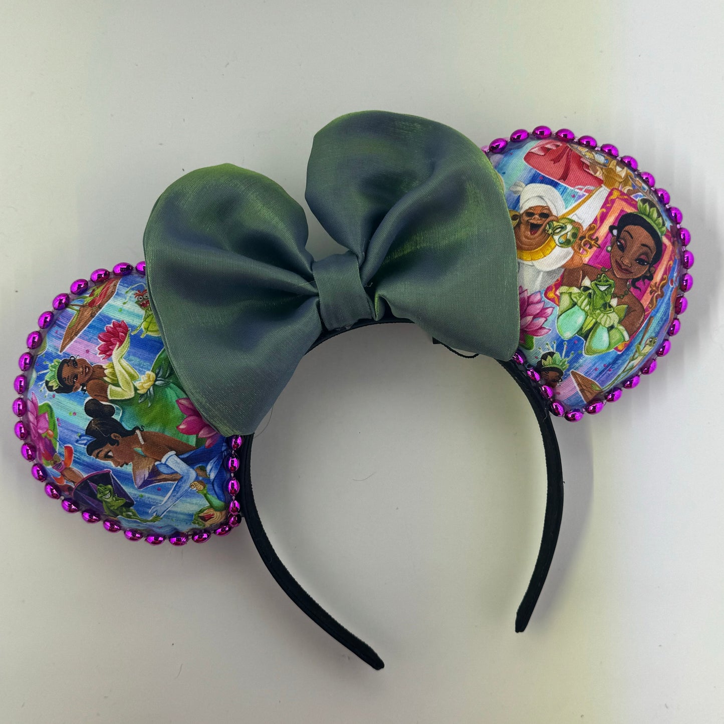 Bayou Princess Abstract w/ Green Satin Bow Ears