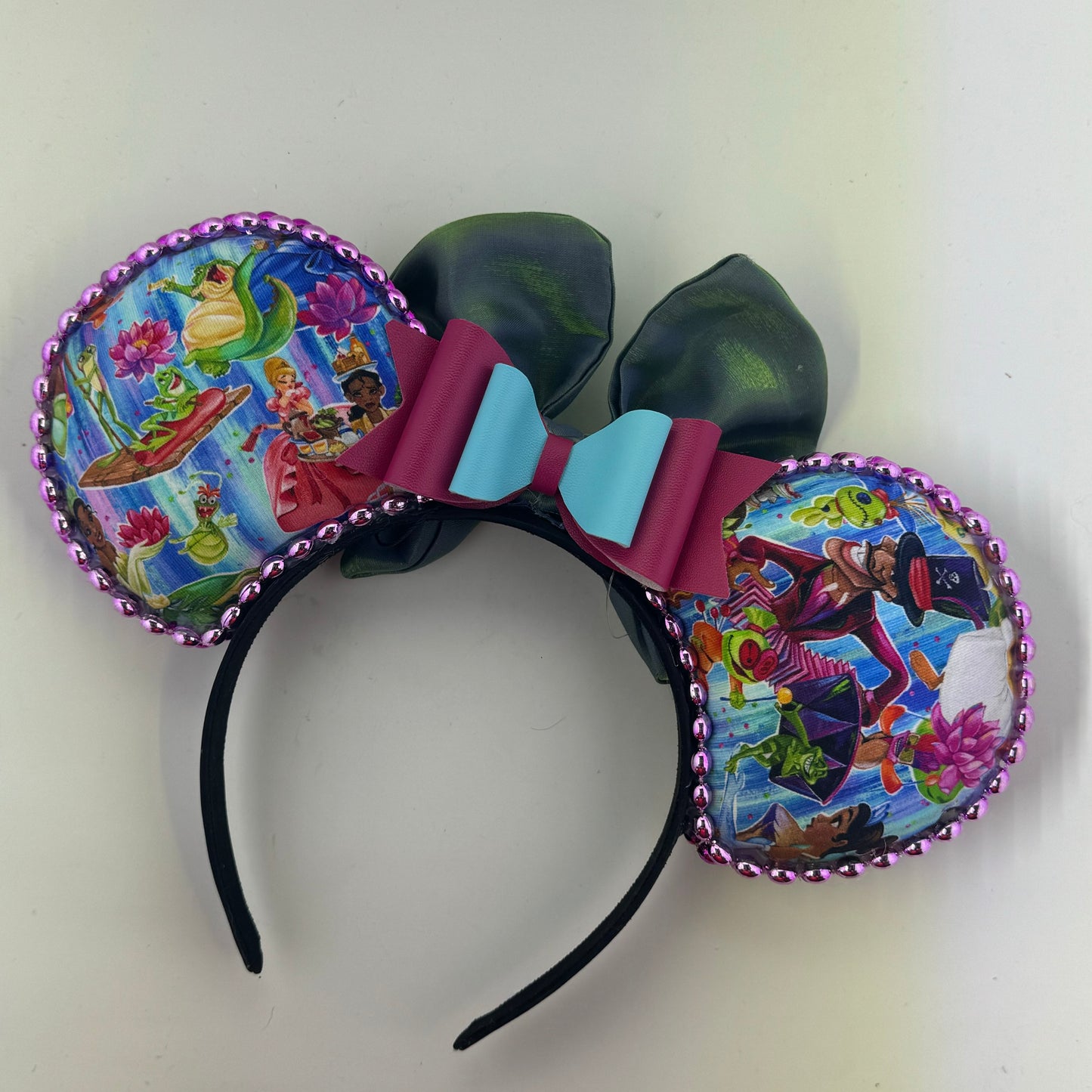 Bayou Princess Abstract w/ Green Satin Bow Ears