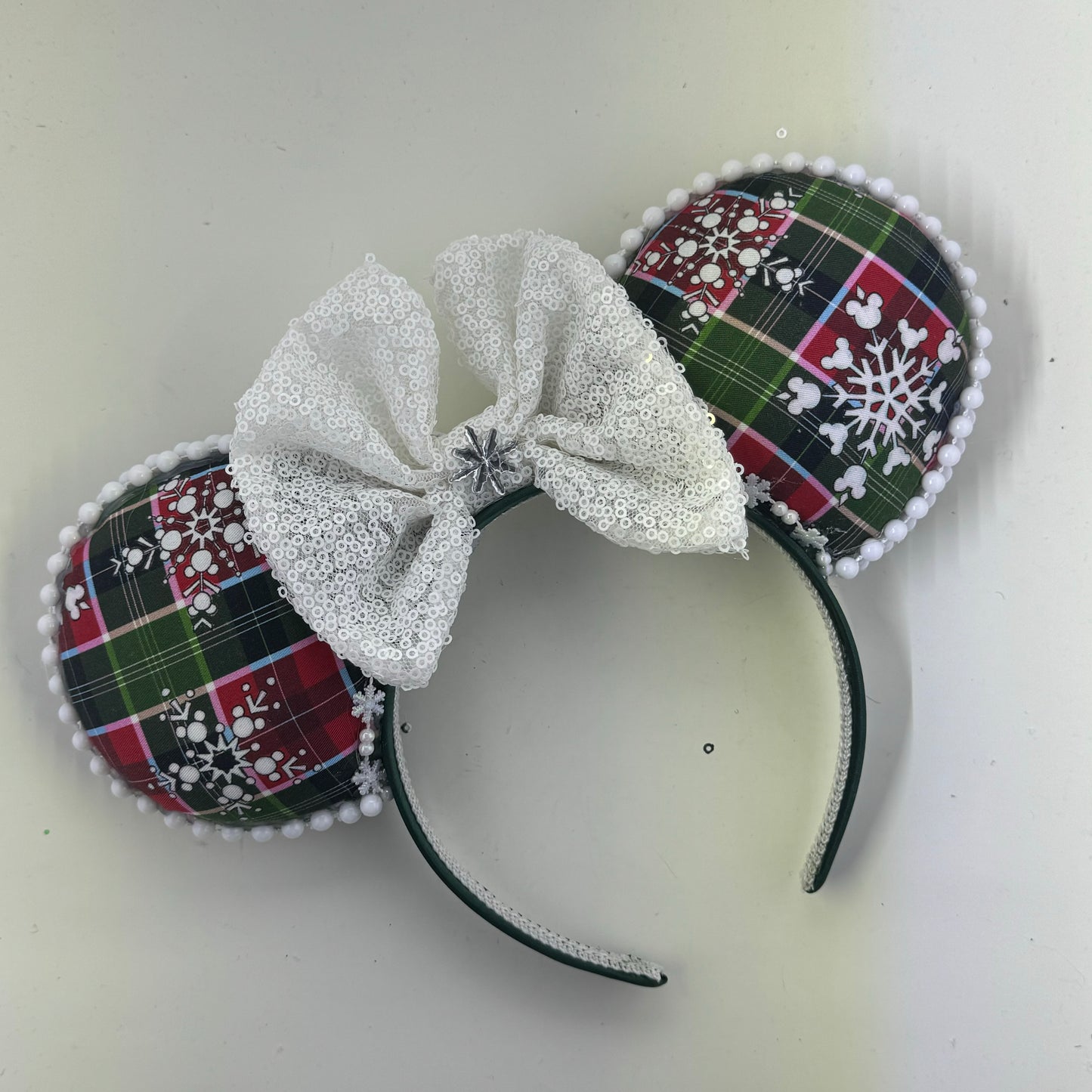 Wonderland Snowflake Plaid w/ White Bow Ears