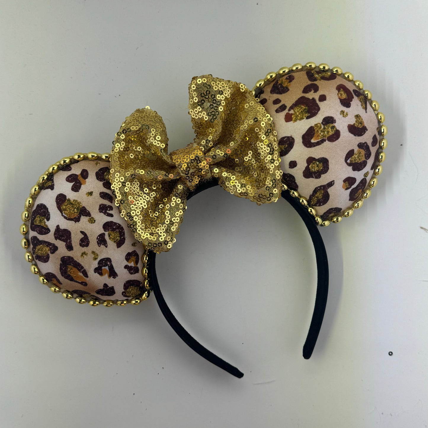 Leopard Print w/ Gold Bow 1 Ears
