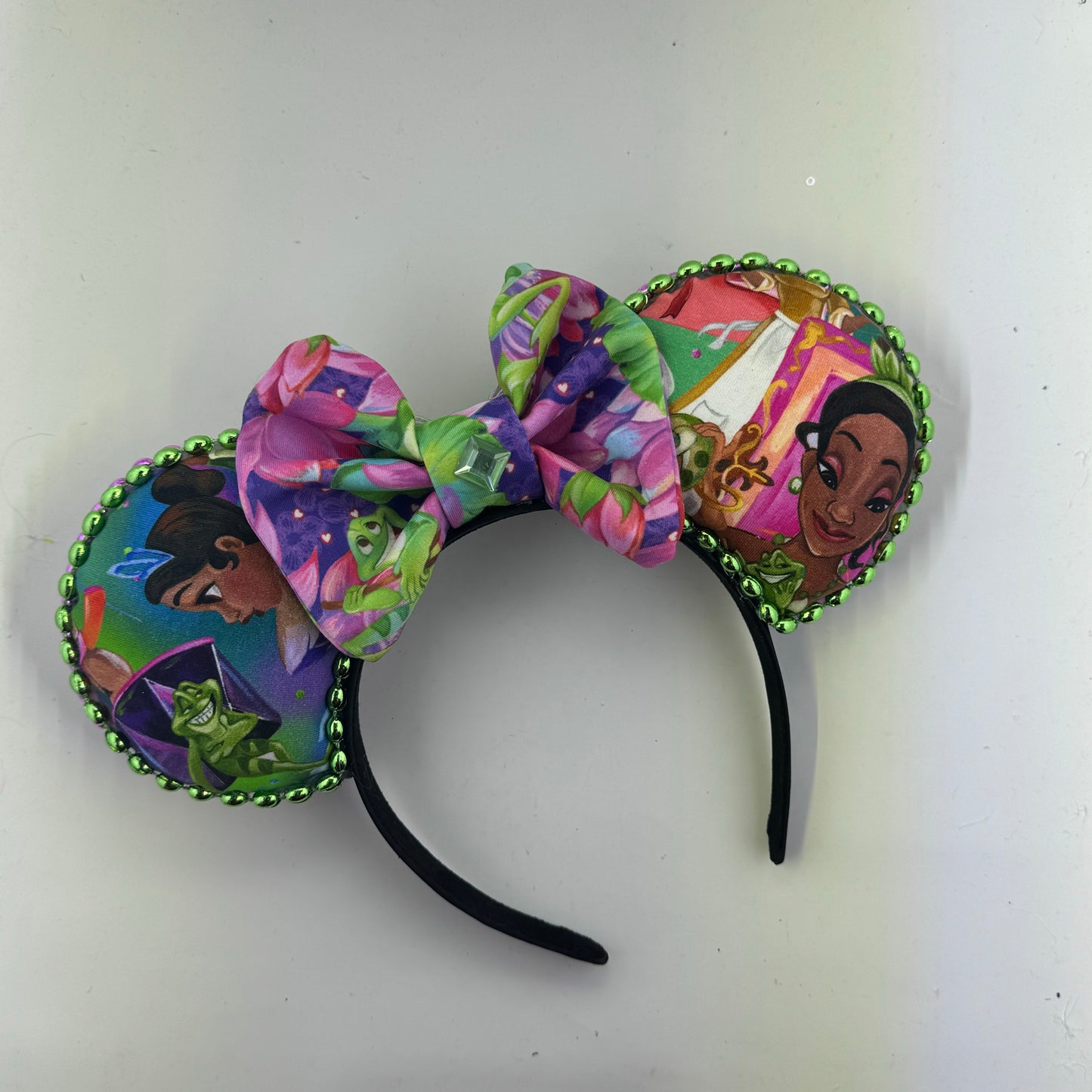Bayou Princess Main w/ Water Lillies & Frog 1 Bow Ears