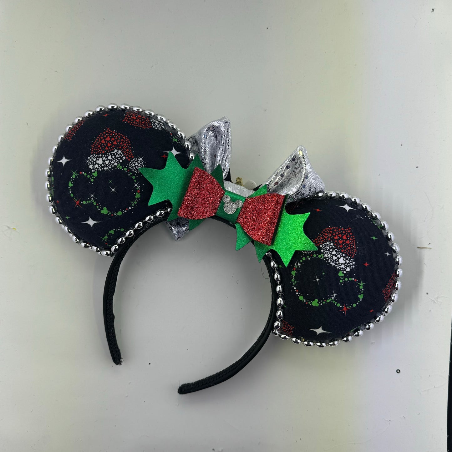 Sparkle Ears w/ Silver Dot Shimmer Bow Ears