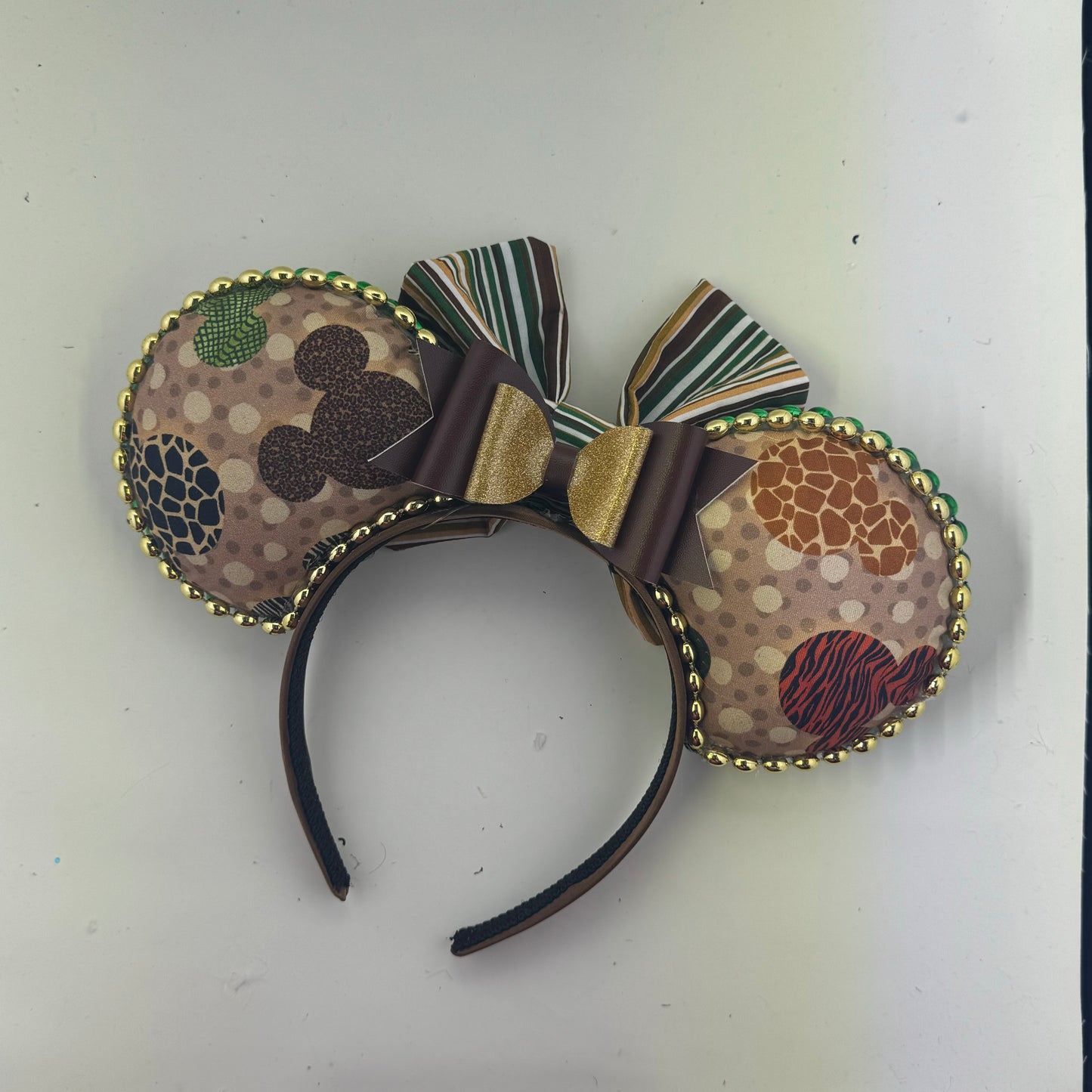 Ears Safari w/ Coffee Stripes Bow Ears