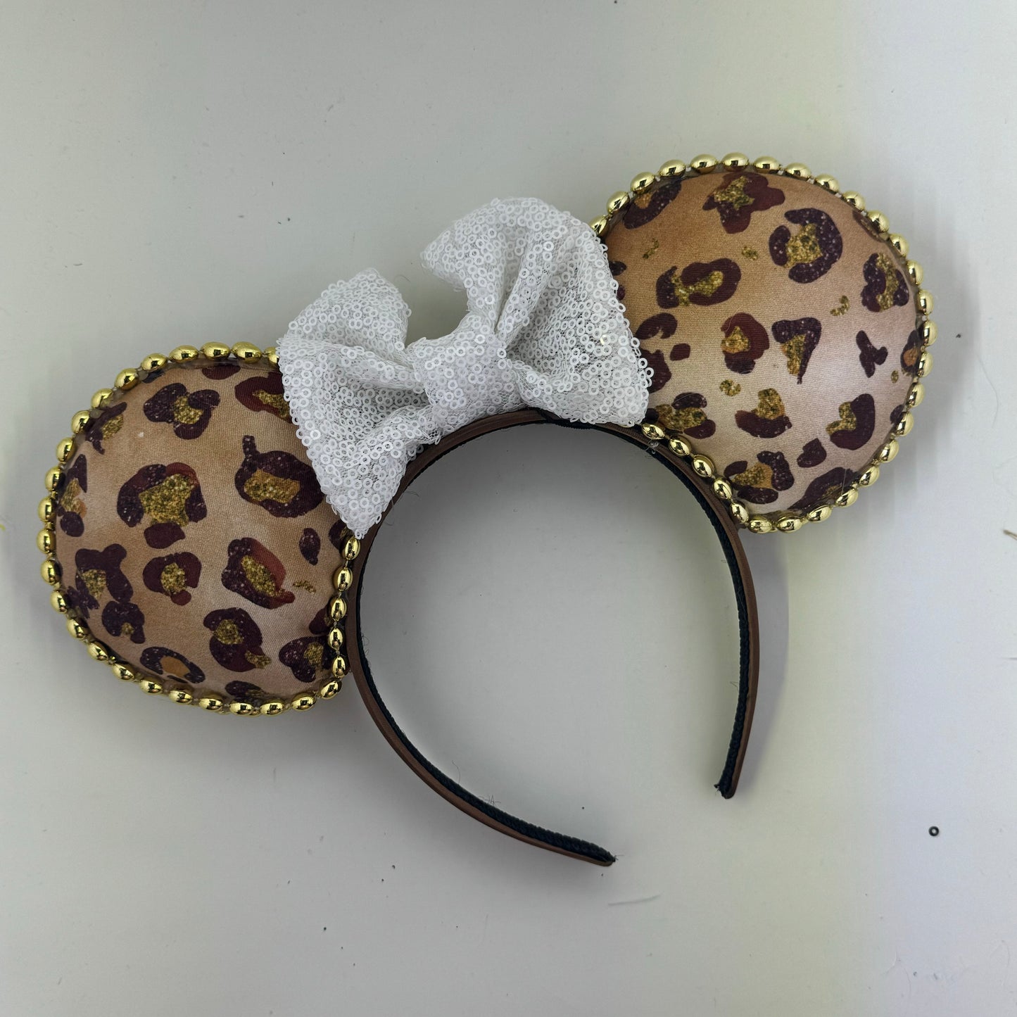 Leopard Print w/ White Bow Ears