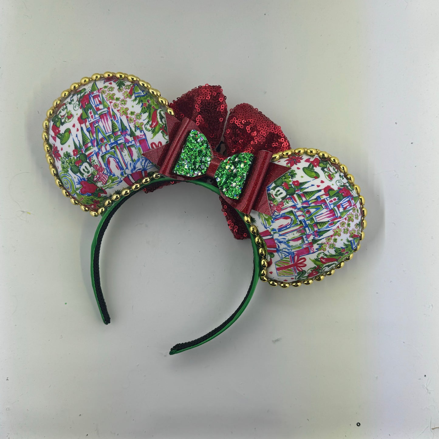 LP Inspired Christmas White w/ Red Bow Ears