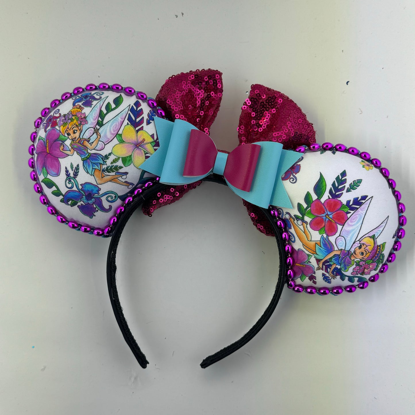 Tiki Room Tink White w/ Hot Pink Bow Ears