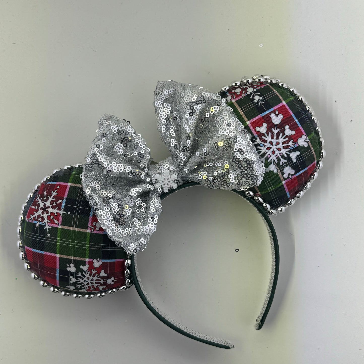 Wonderland Snowflake Plaid w/ Silver Bow Ears
