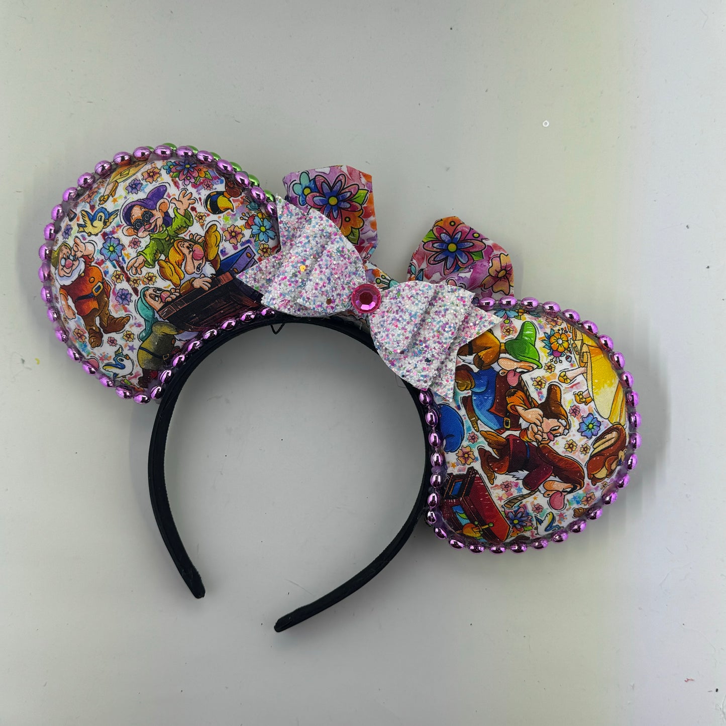Fairest of Them All w/ Flowers Coord Flower Bow 3 Ears