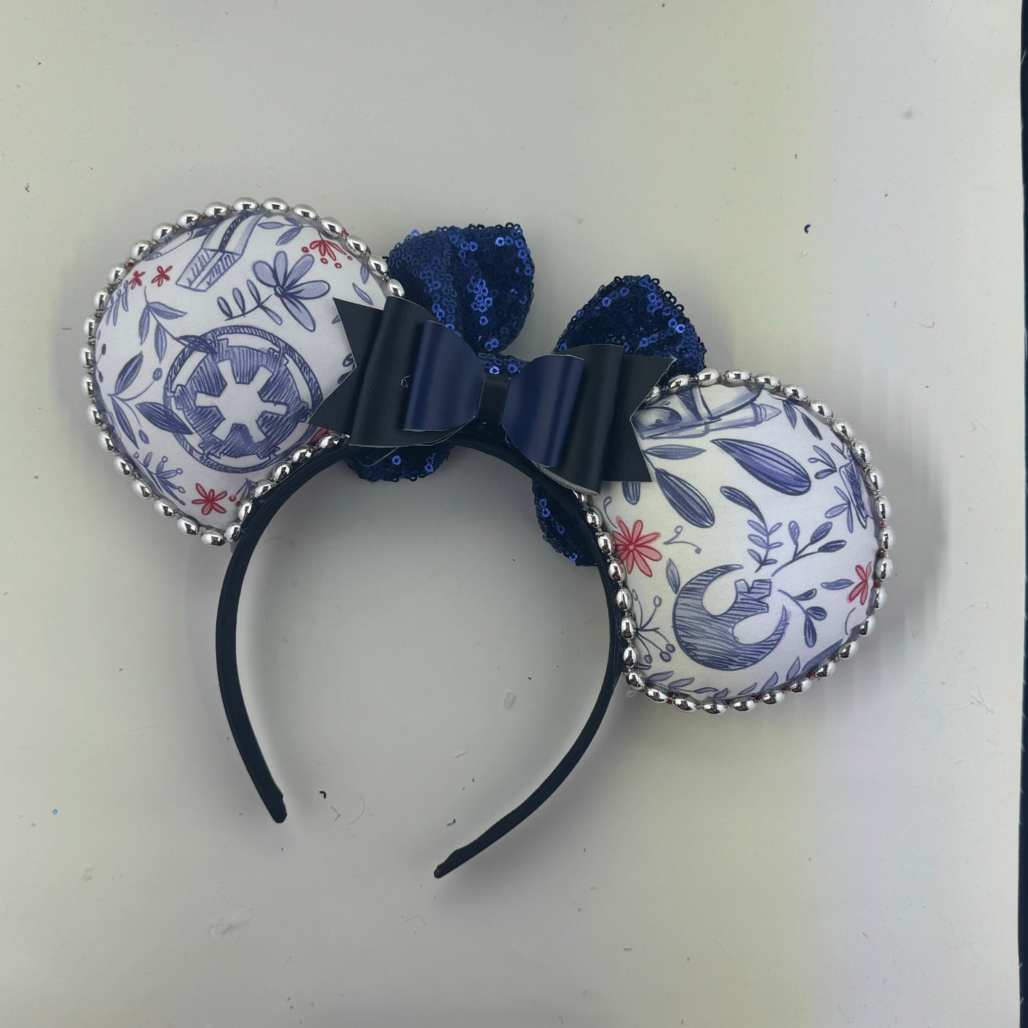 Dark Side White w/ Navy Bow 2 Ears