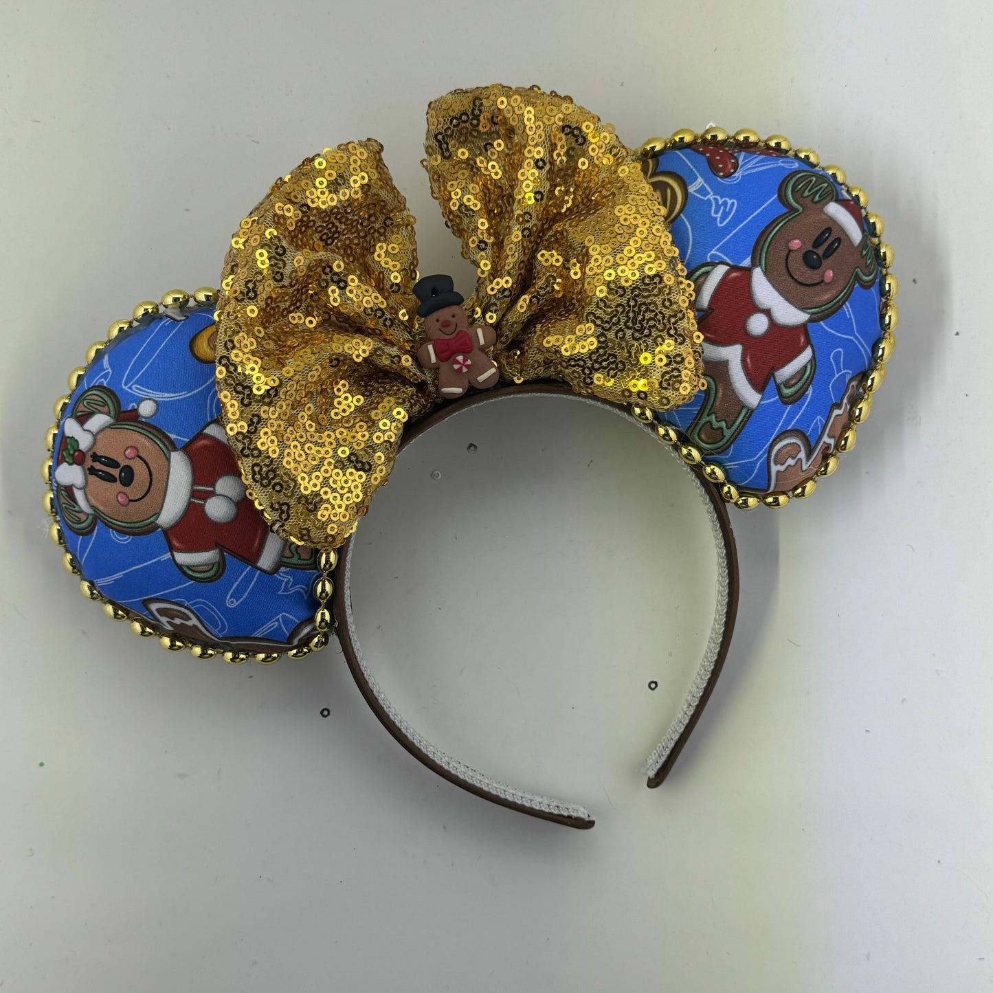 Ginger Mouse Blue w/ Gold Bow Ears