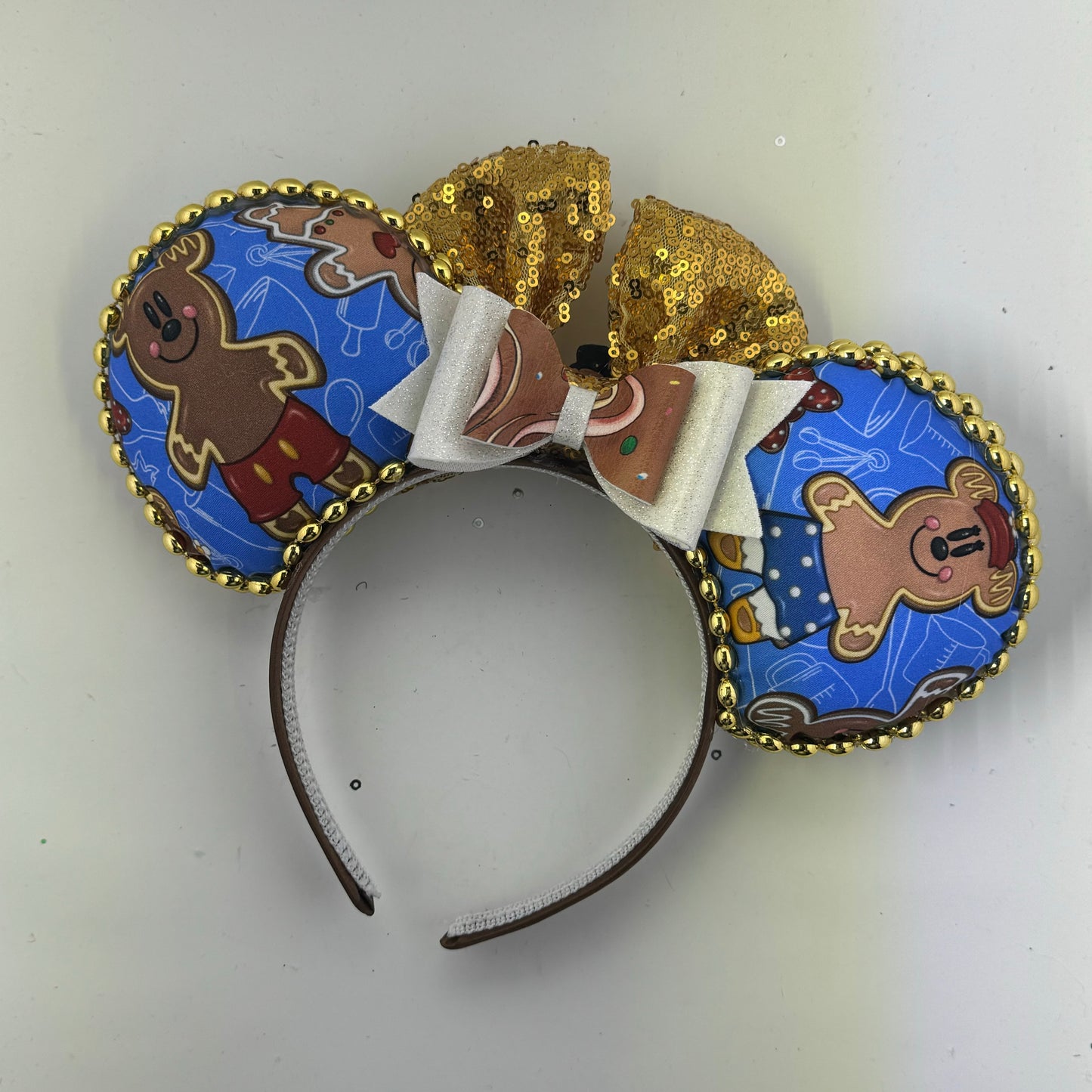 Ginger Mouse Blue w/ Gold Bow Ears