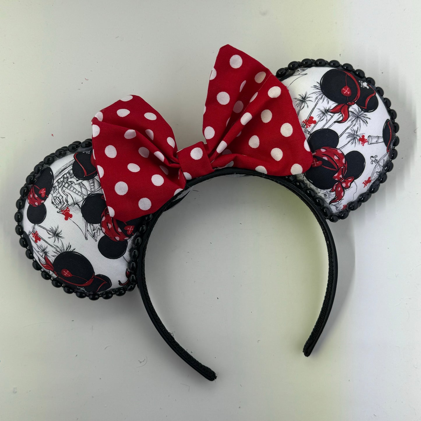 Mouse Pirate Heads w/ Red Sm White Dots Bow Ears