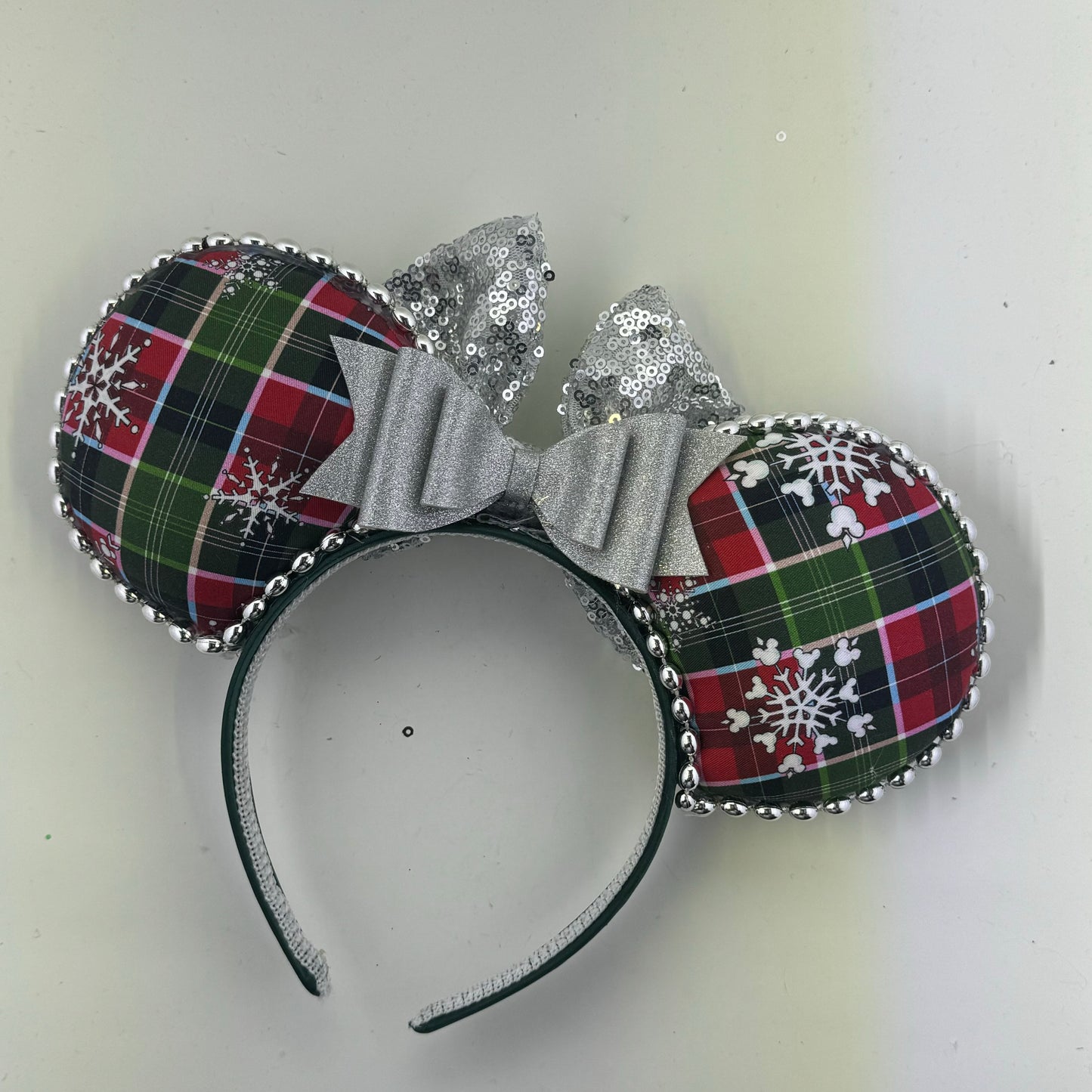 Wonderland Snowflake Plaid w/ Silver Bow Ears