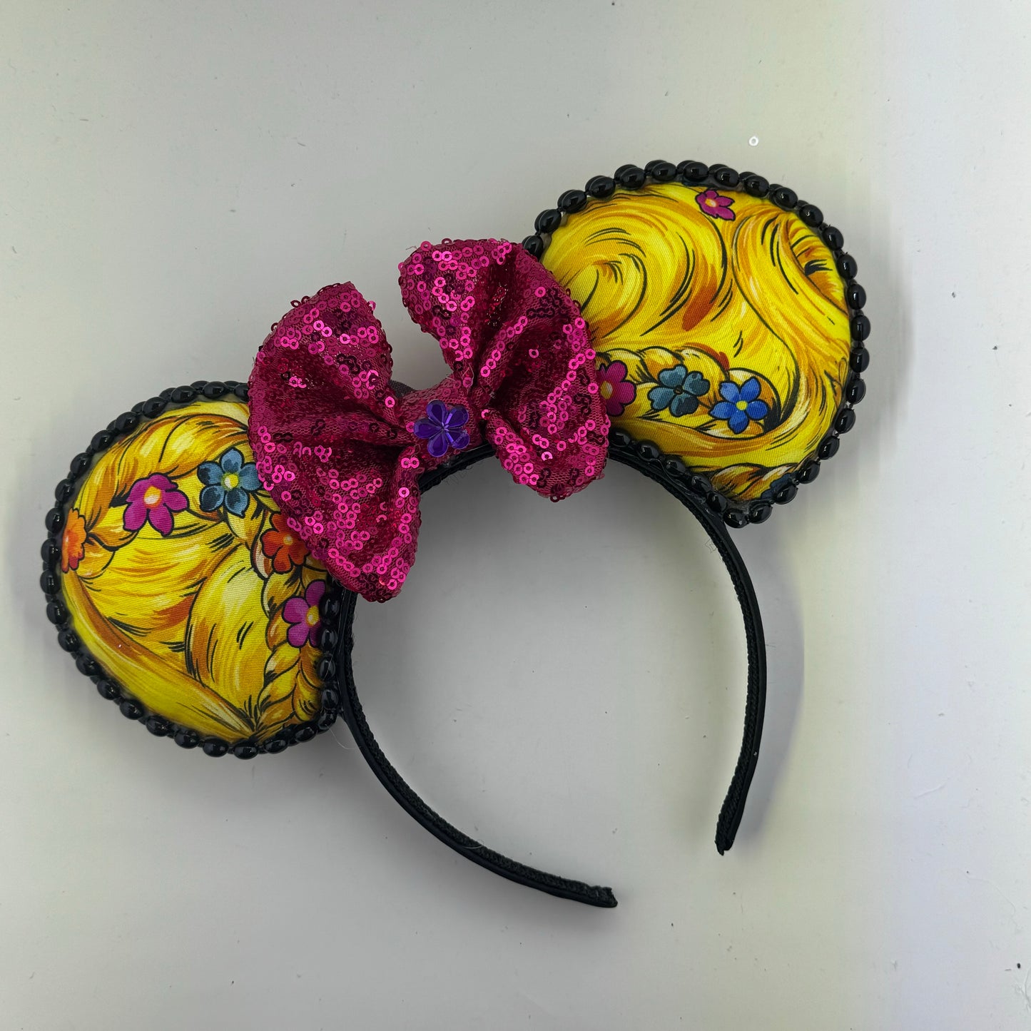 Golden Princess Hair w/ Hot Pink Bow Ears
