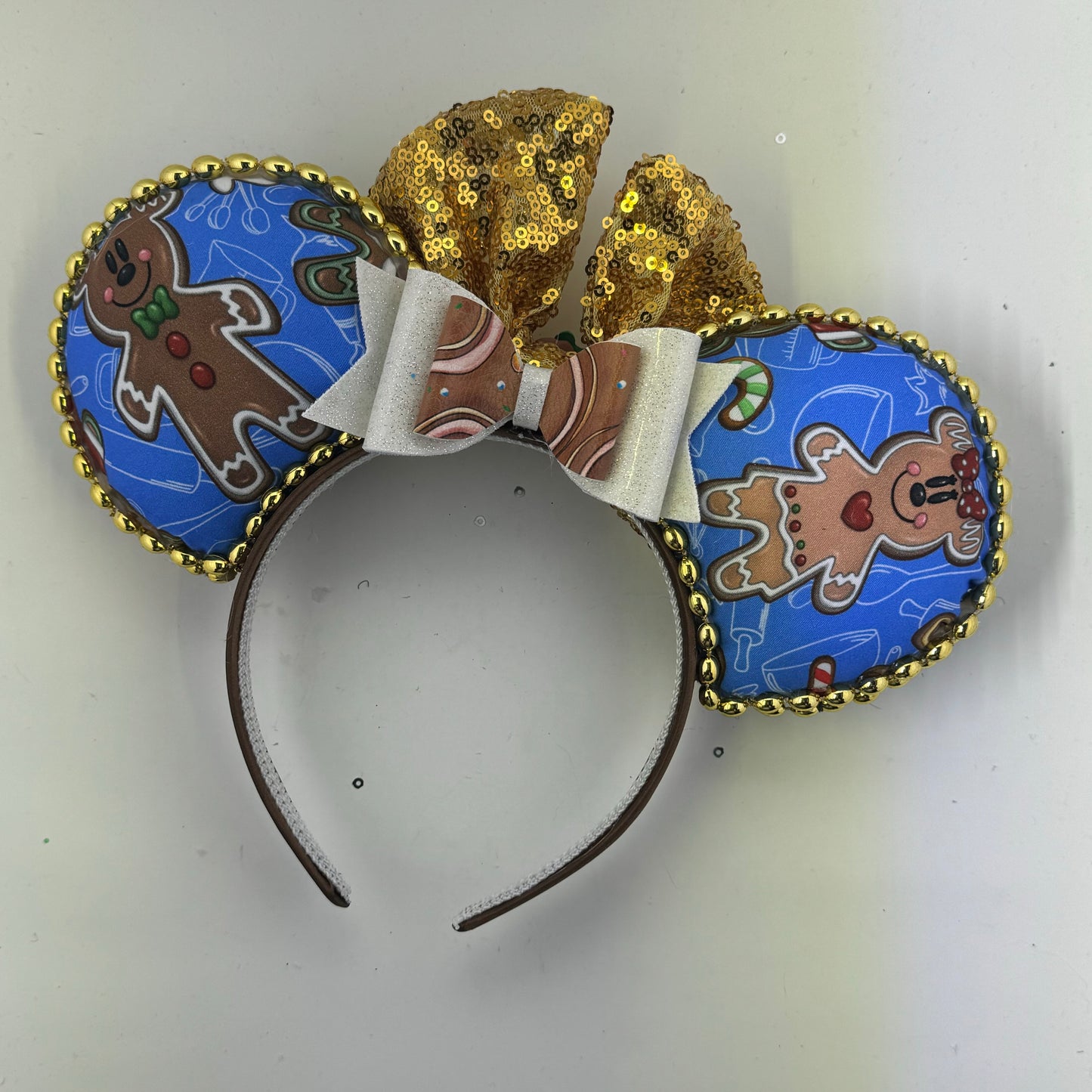 Ginger Mouse Blue w/ Gold Bow Ears
