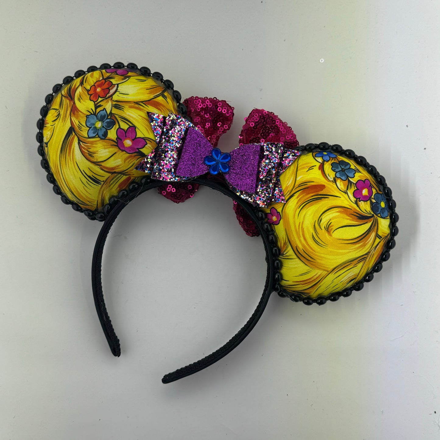 Golden Princess Hair w/ Hot Pink Bow Ears