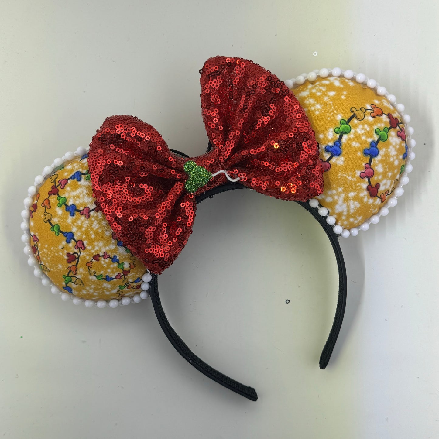 Mouse Xmas Lights w/ Red Bow Ears