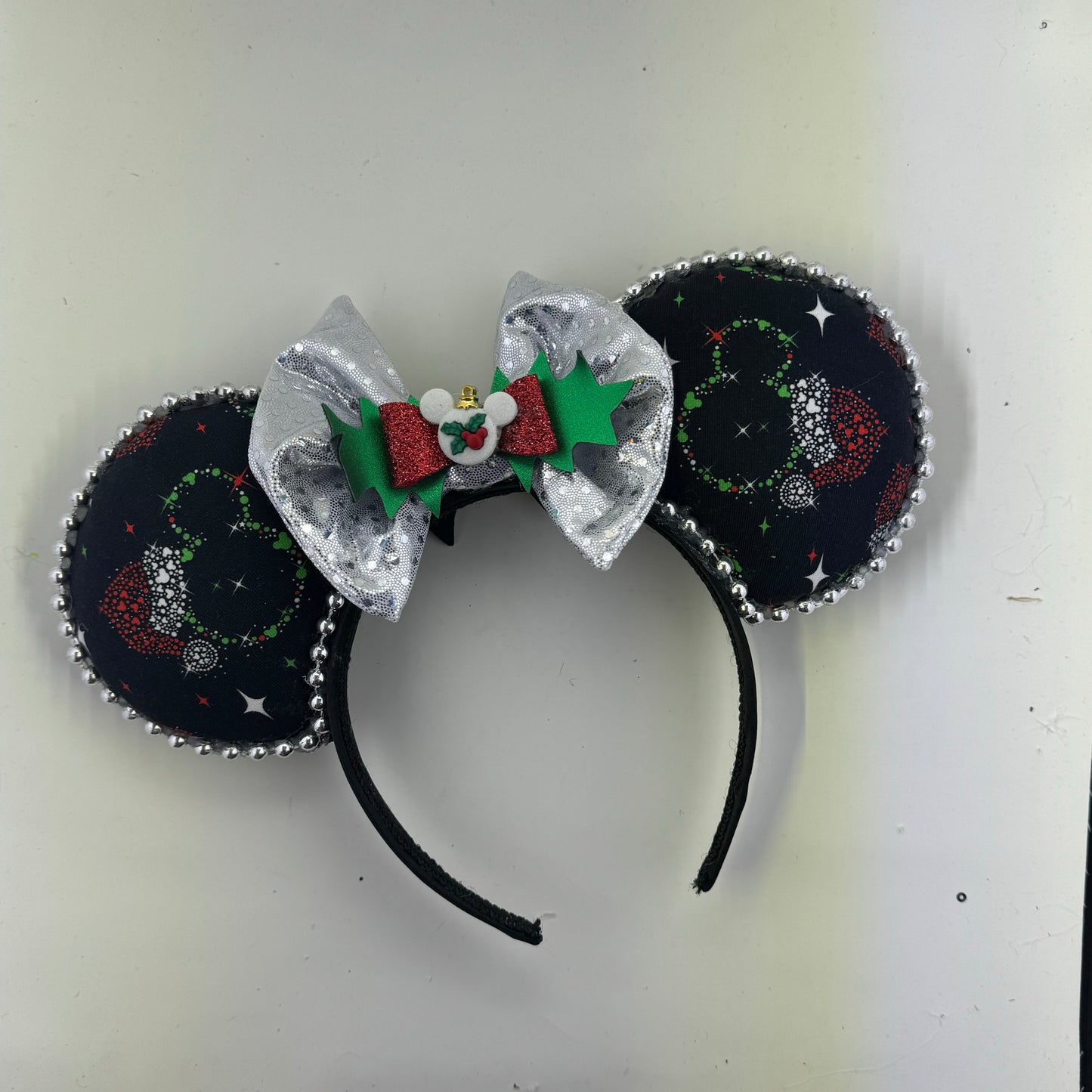 Sparkle Ears w/ Silver Dot Shimmer Bow Ears