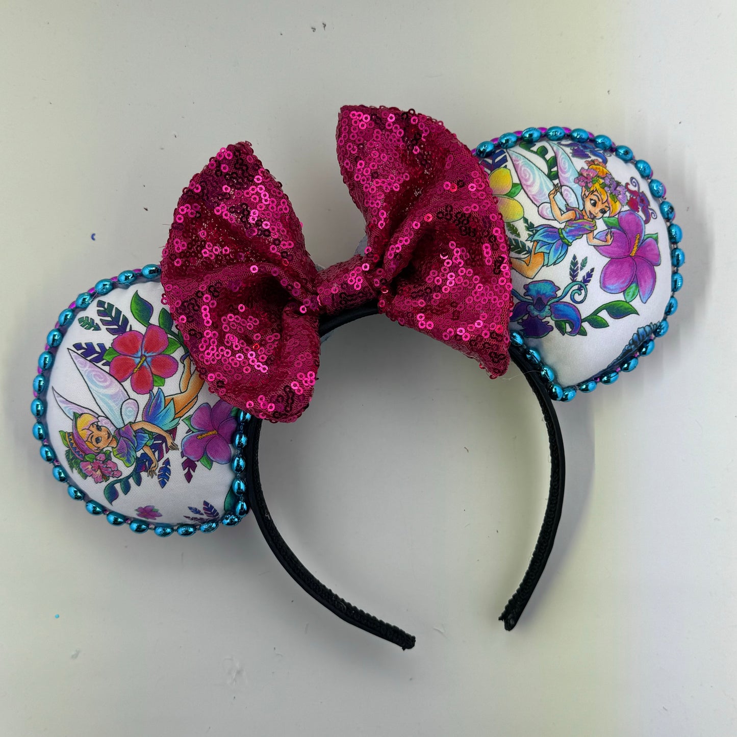 Tiki Room Tink White w/ Hot Pink Bow Ears
