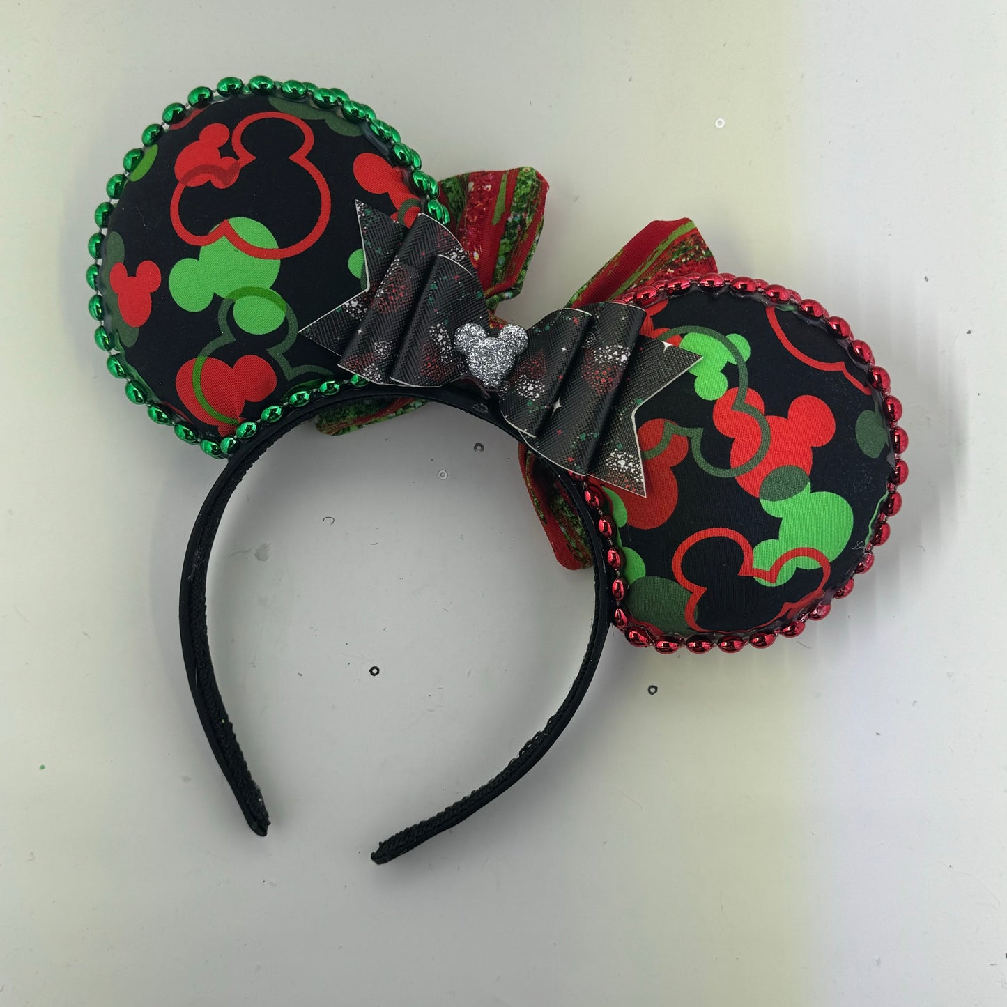 Christmas Fetti w/ Christmas Stripe Bow 2 Ears