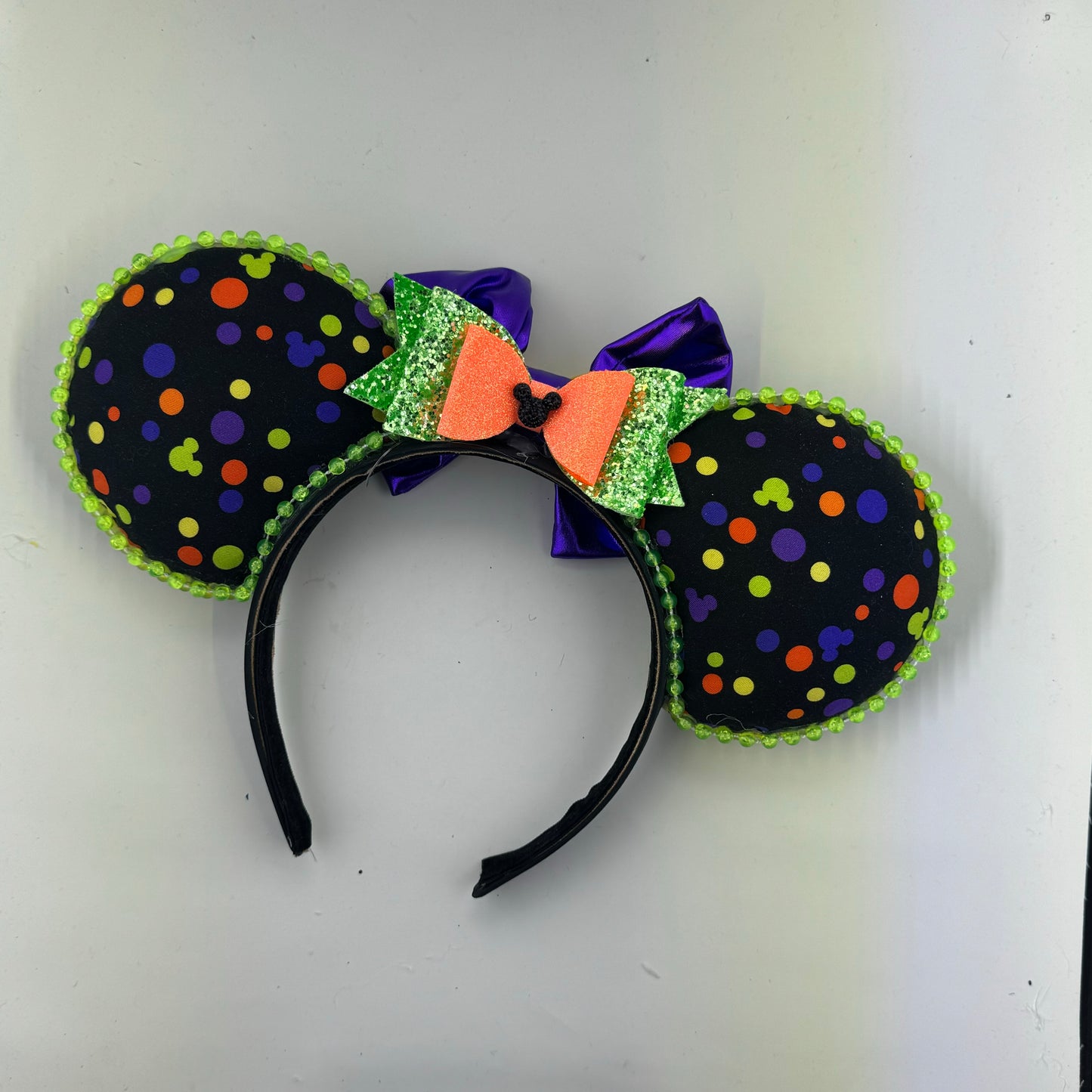 Spooky Dots Fetti w/ Purple Satin Bow Ears