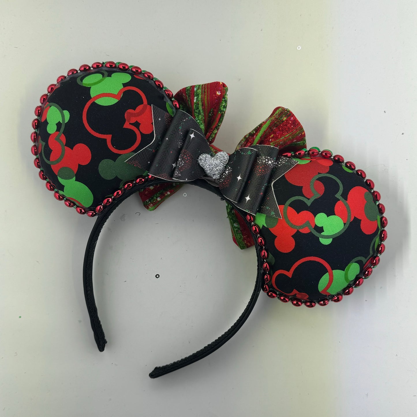 Christmas Fetti w/ Christmas Stripe Bow 3 Ears