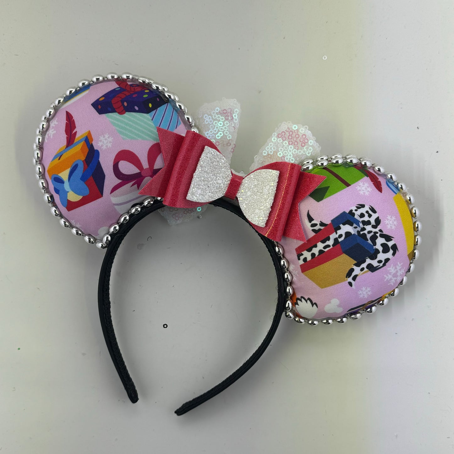 Favorite Time of the Year Pink Presents w/ White 2 Bow Ears