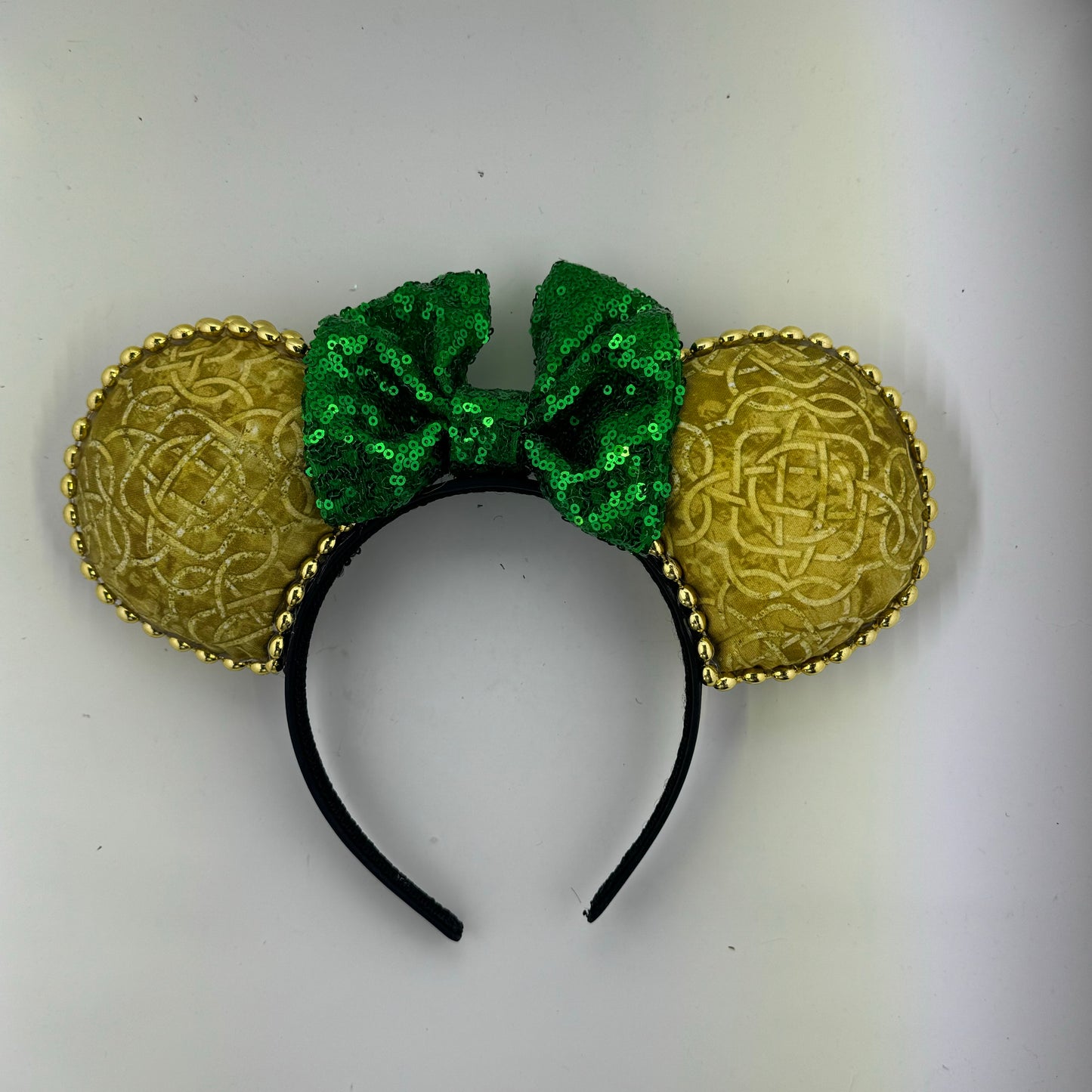 Be Brave Gold Swirl w/ Green Bow 2 Ears