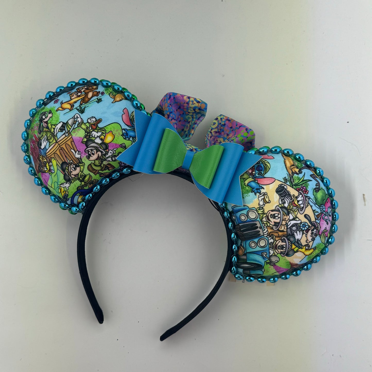 Safari Adventure Blue w/ Colorful Adventure Bow 3 Ears