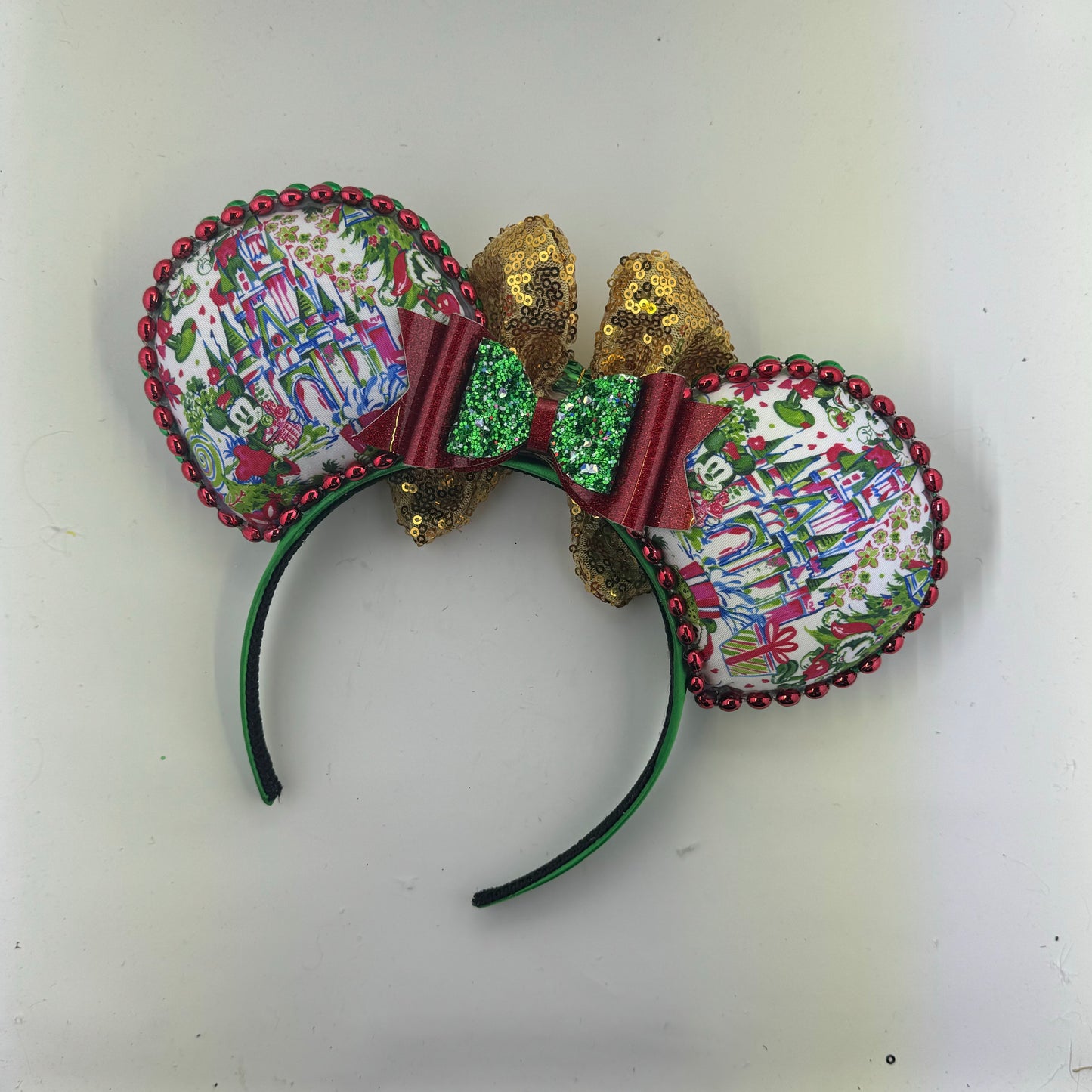 LP Inspired Christmas White w/ Gold Bow Ears