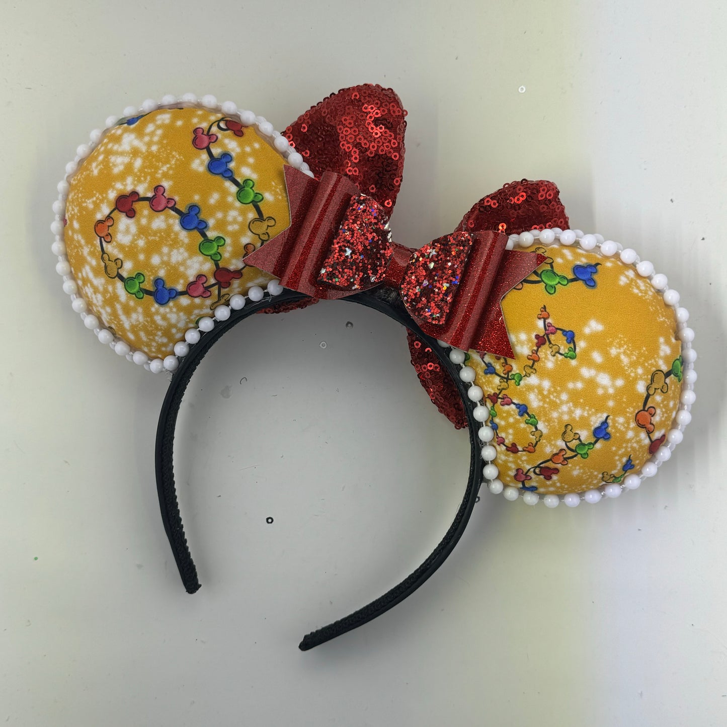 Mouse Xmas Lights w/ Red Bow Ears