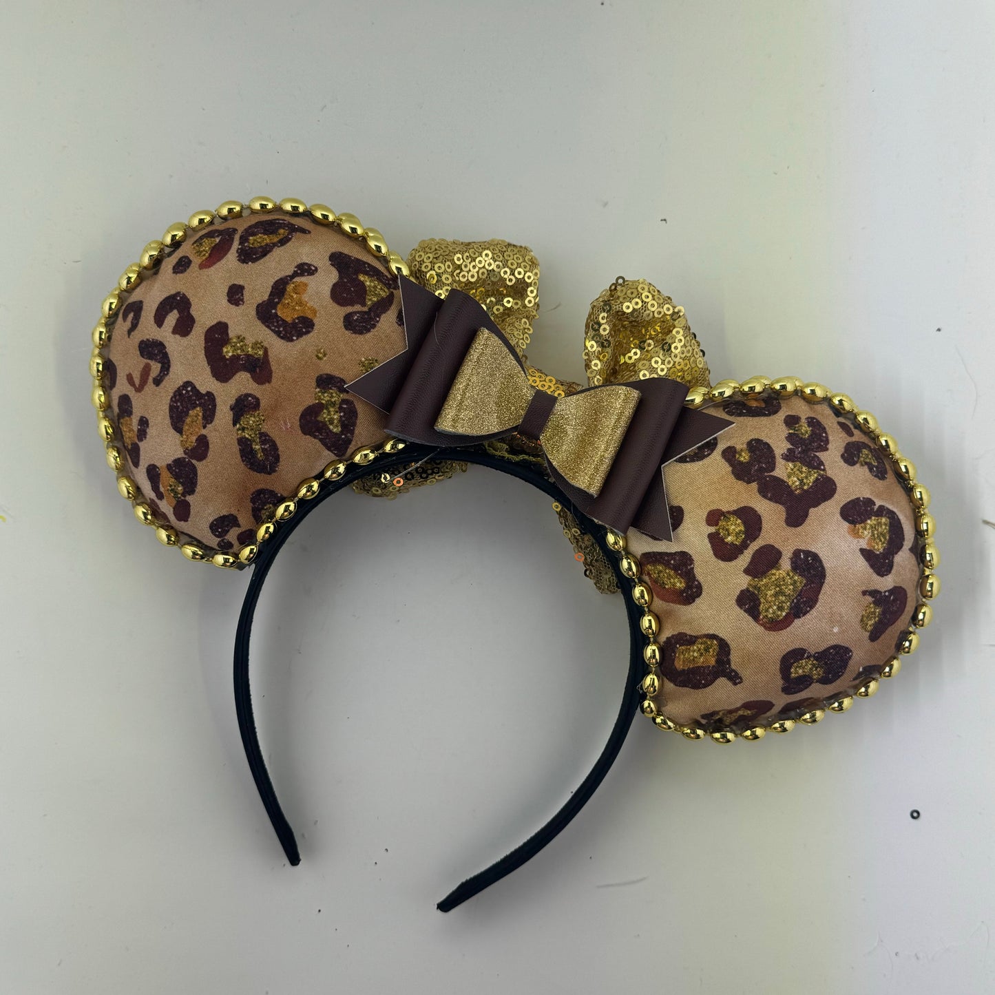 Leopard Print w/ Gold Bow 1 Ears
