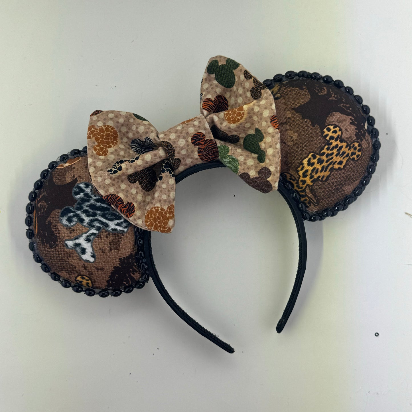 Safari Print MM w/ Brown We Got Ears Animal Bow Ears