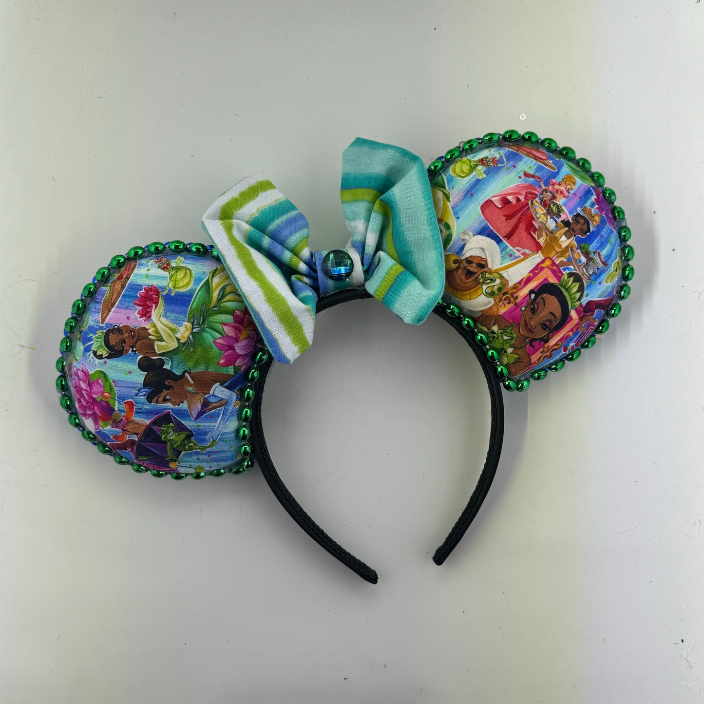 Bayou Princess Abstract w/ Ocean Stripes Bow Ears