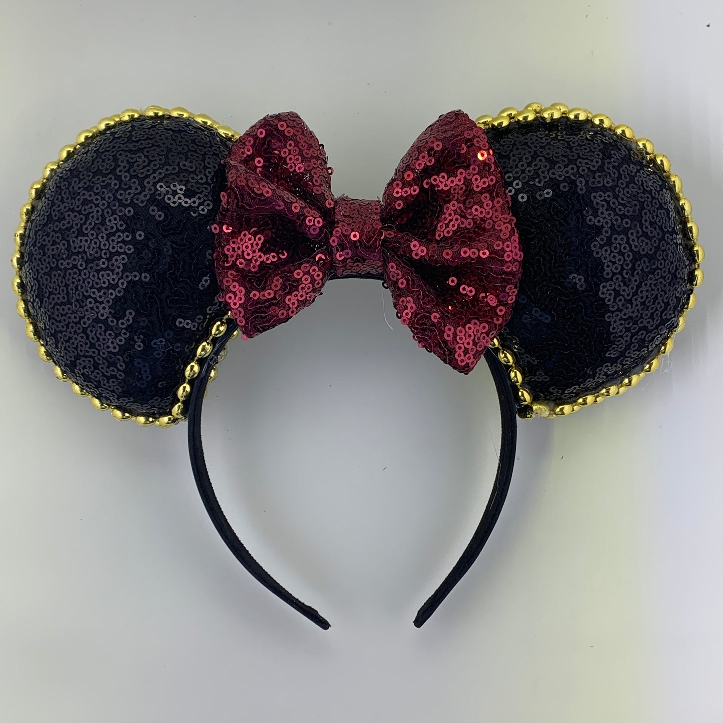 Sequin Ears For Dance Teams (Black Base | Gold Beads)