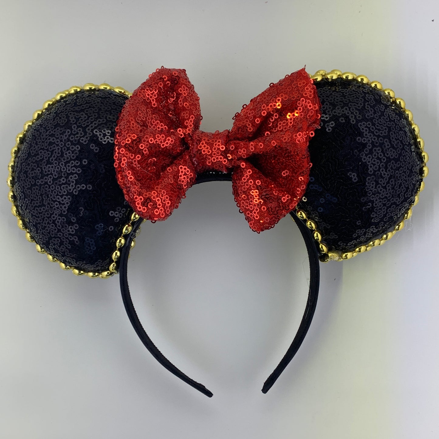 Sequin Ears For Dance Teams (Black Base | Gold Beads)