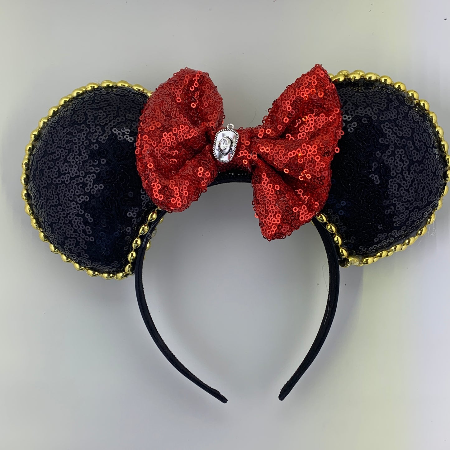 Sequin Ears For Dance Teams (Black Base | Gold Beads)