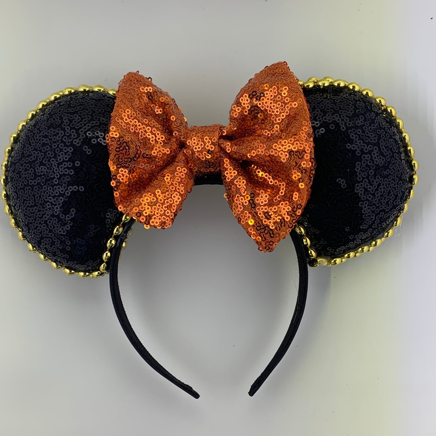 Sequin Ears For Dance Teams (Black Base | Gold Beads)