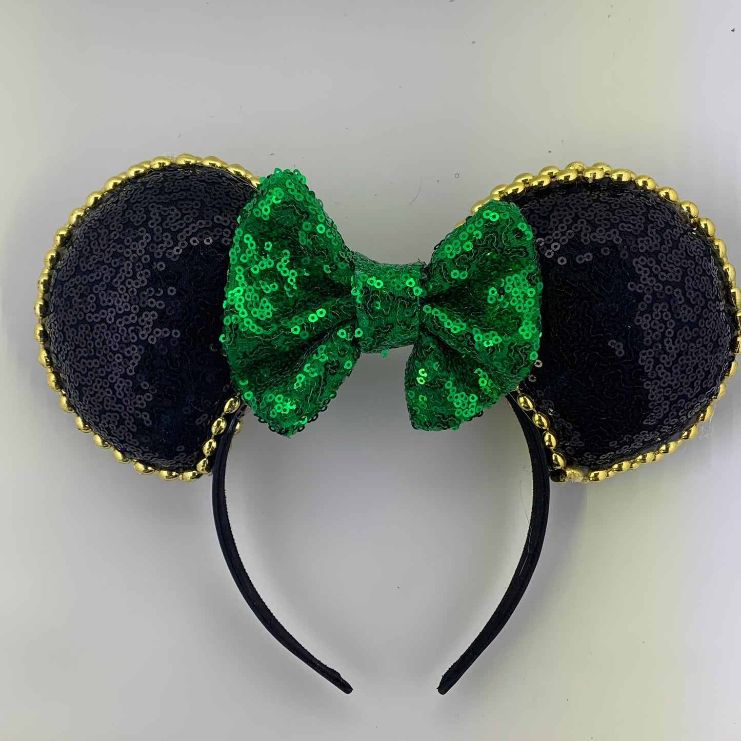 Sequin Ears For Dance Teams (Black Base | Gold Beads)