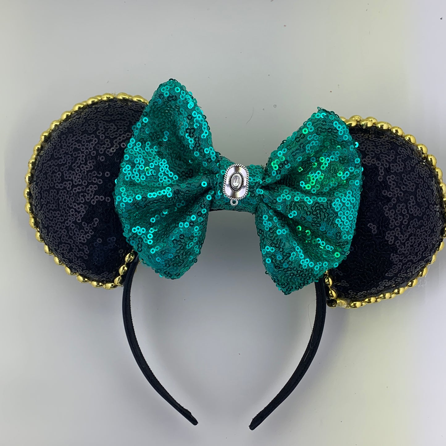 Sequin Ears For Dance Teams (Black Base | Gold Beads)