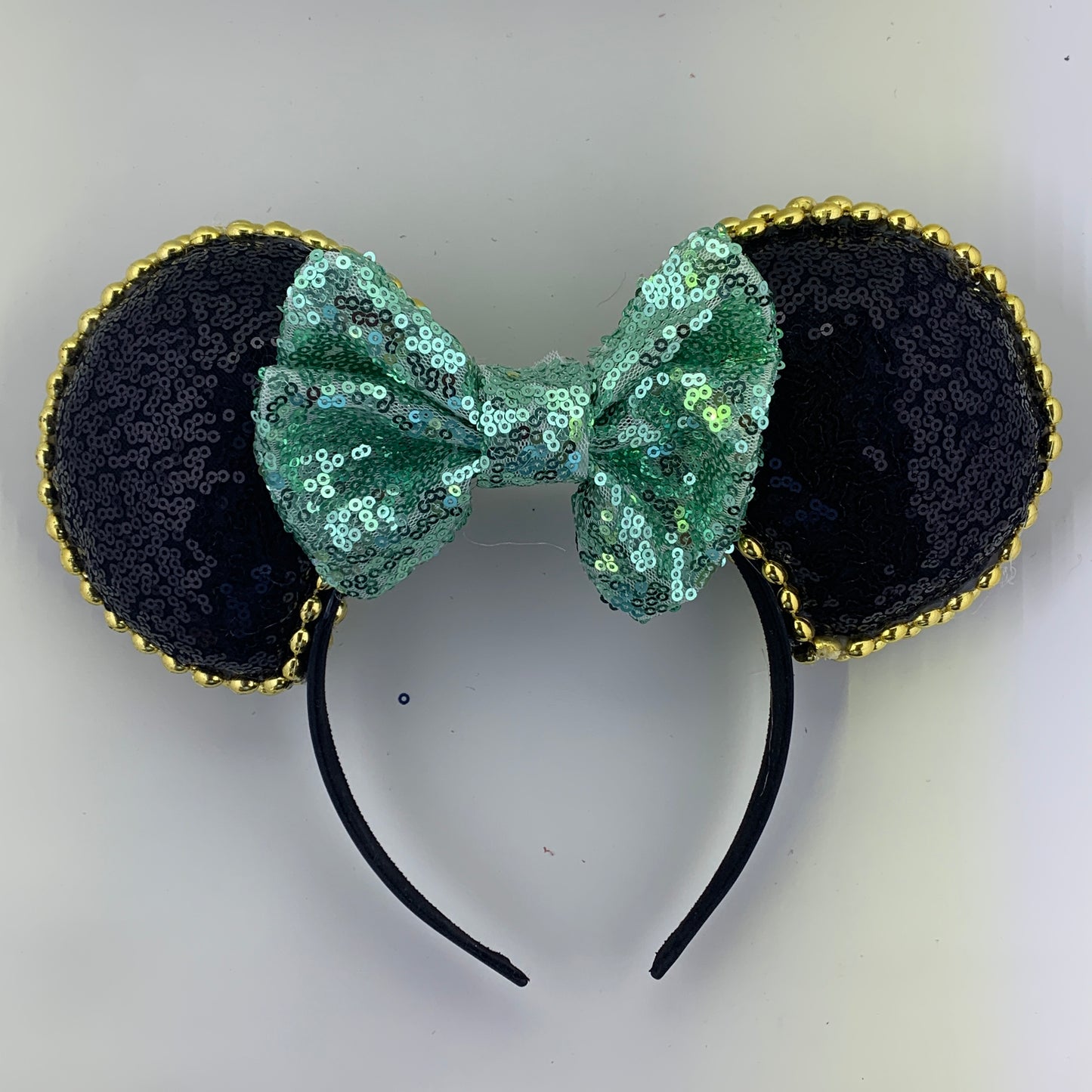 Sequin Ears For Dance Teams (Black Base | Gold Beads)