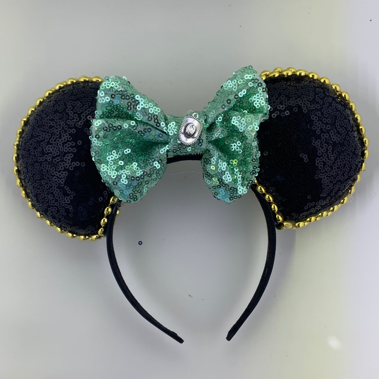 Sequin Ears For Dance Teams (Black Base | Gold Beads)