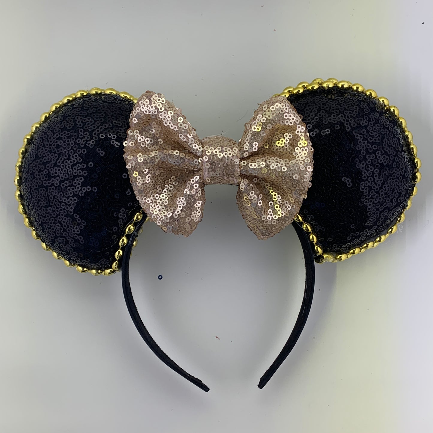 Sequin Ears For Dance Teams (Black Base | Gold Beads)