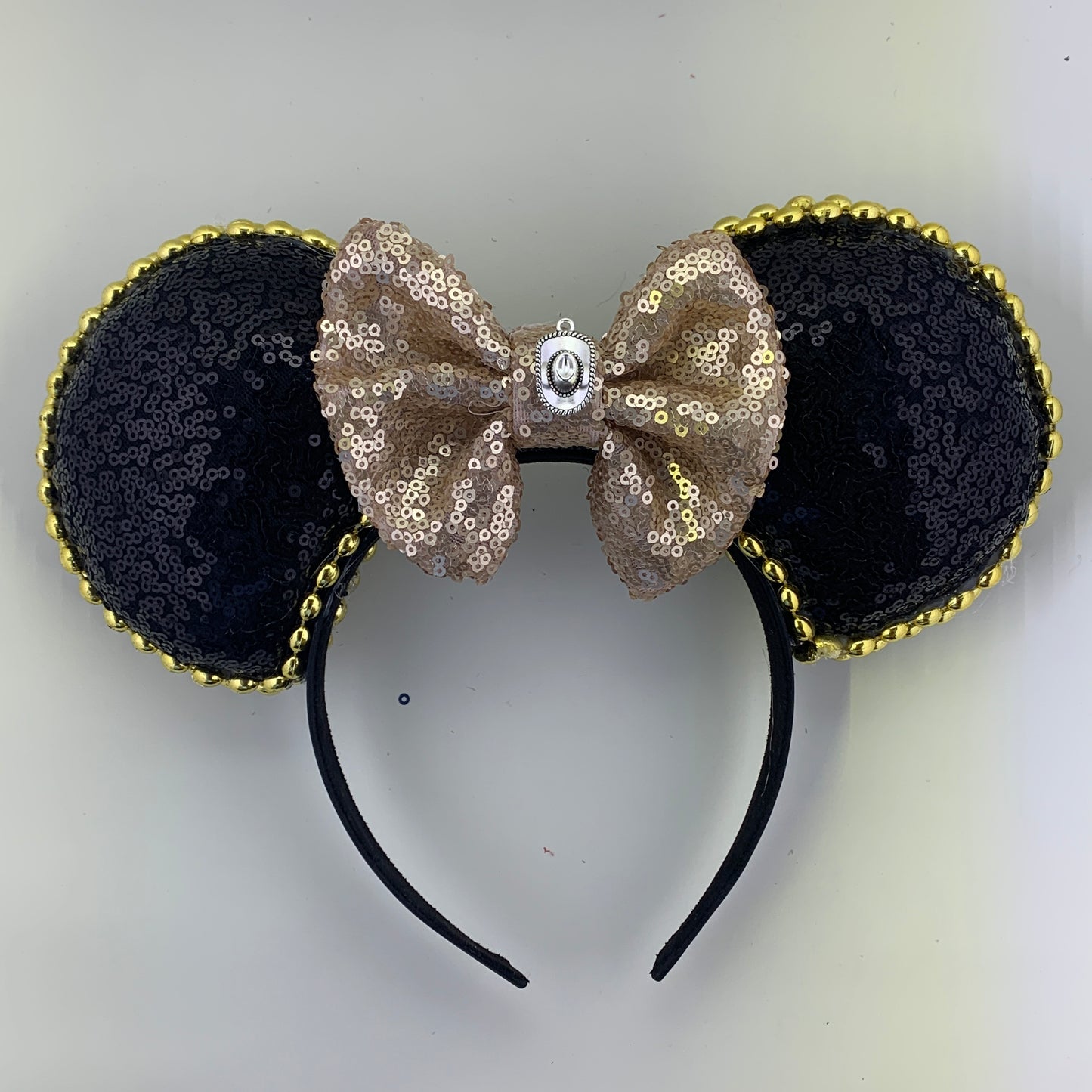 Sequin Ears For Dance Teams (Black Base | Gold Beads)