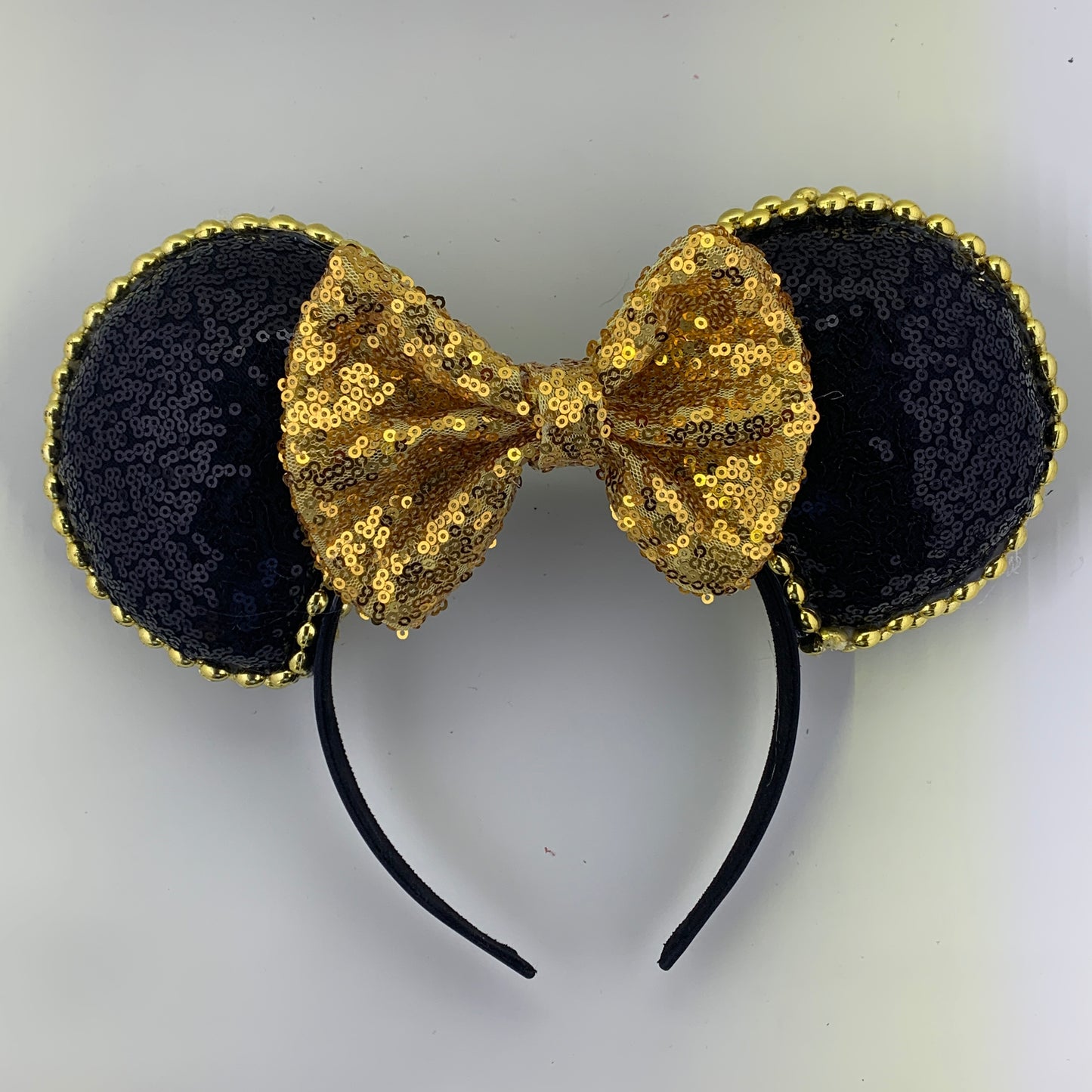 Sequin Ears For Dance Teams (Black Base | Gold Beads)