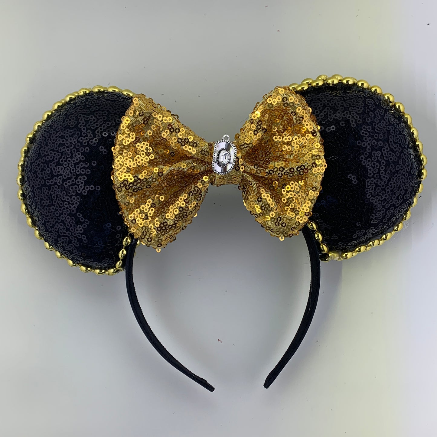 Sequin Ears For Dance Teams (Black Base | Gold Beads)