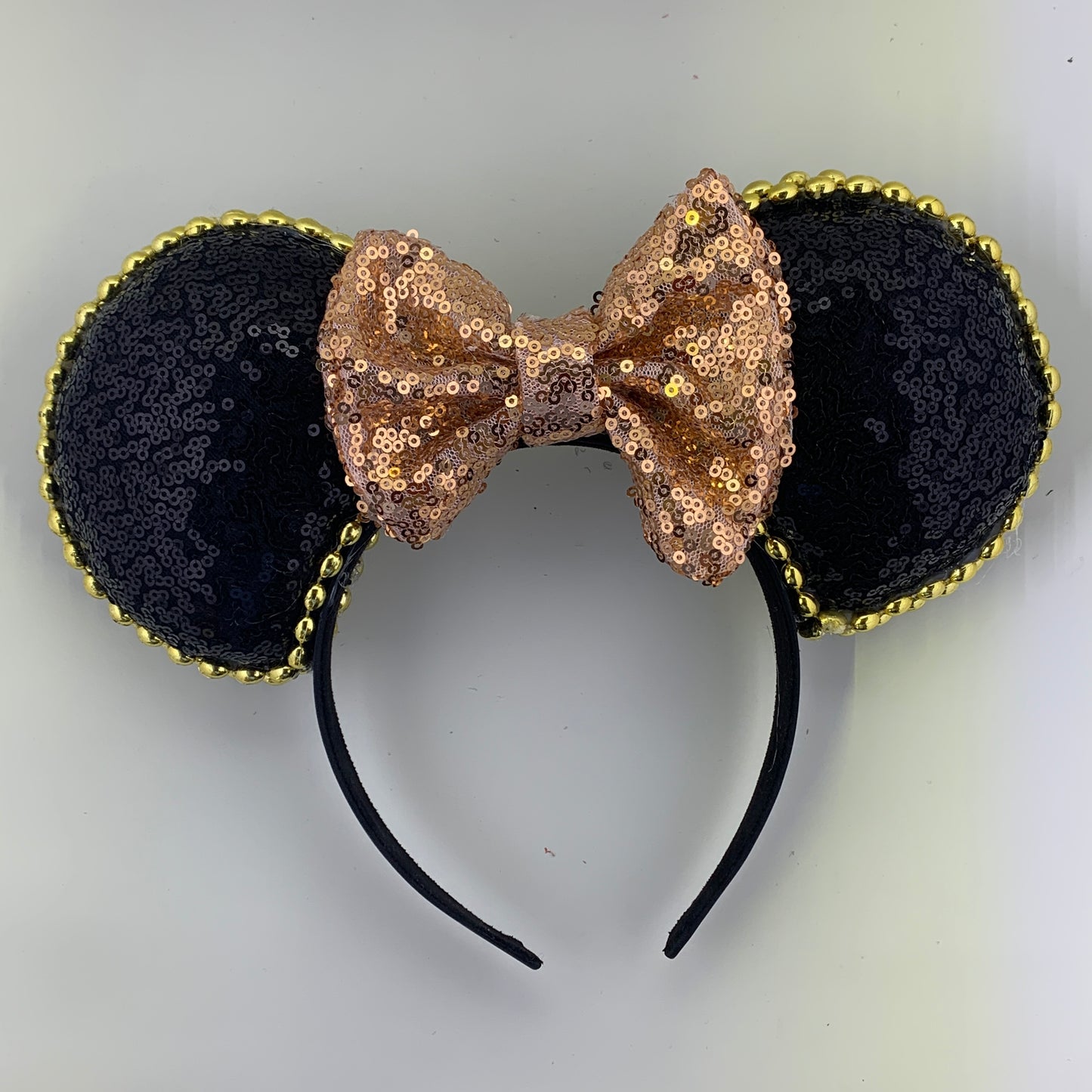 Sequin Ears For Dance Teams (Black Base | Gold Beads)
