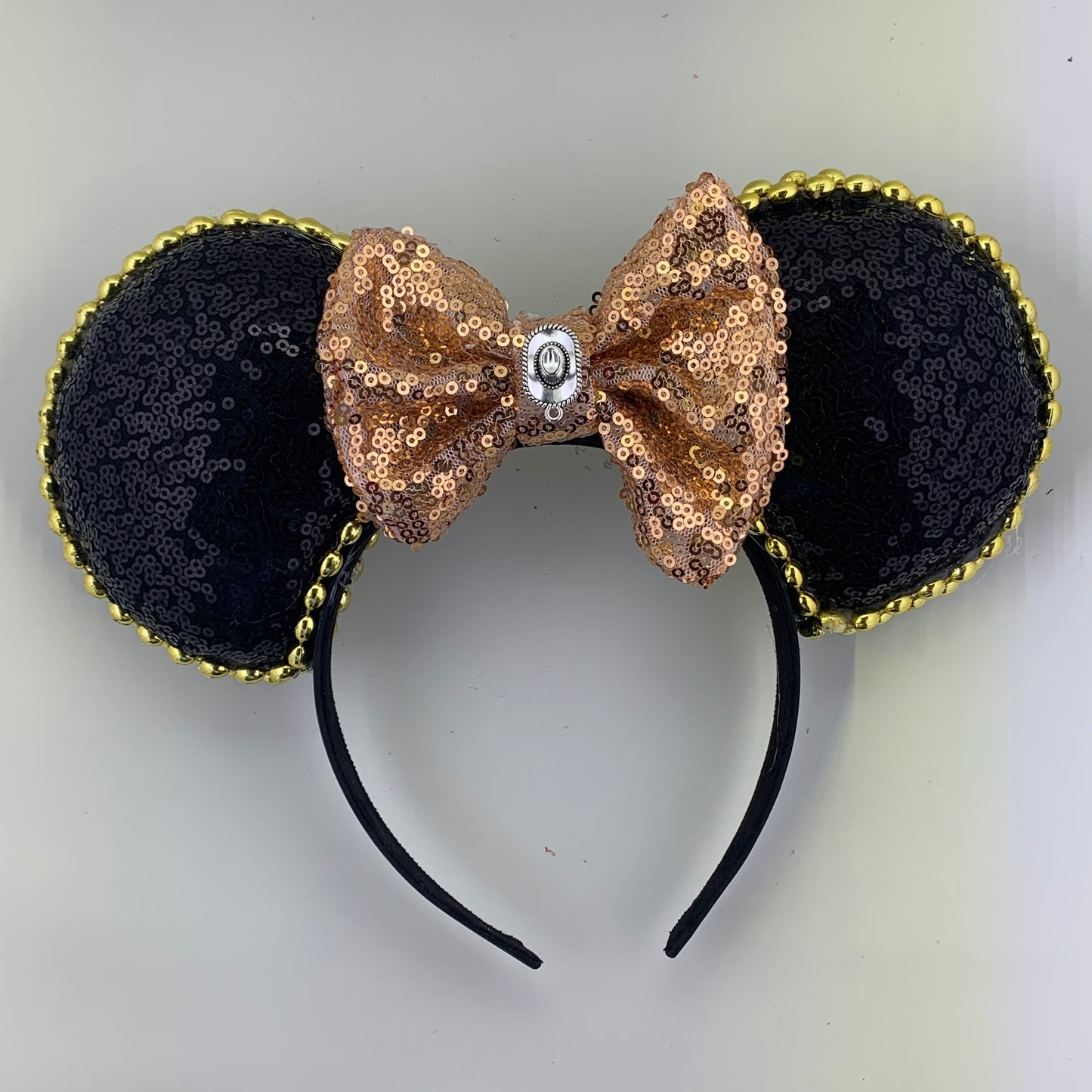 Sequin Ears For Dance Teams (Black Base | Gold Beads)
