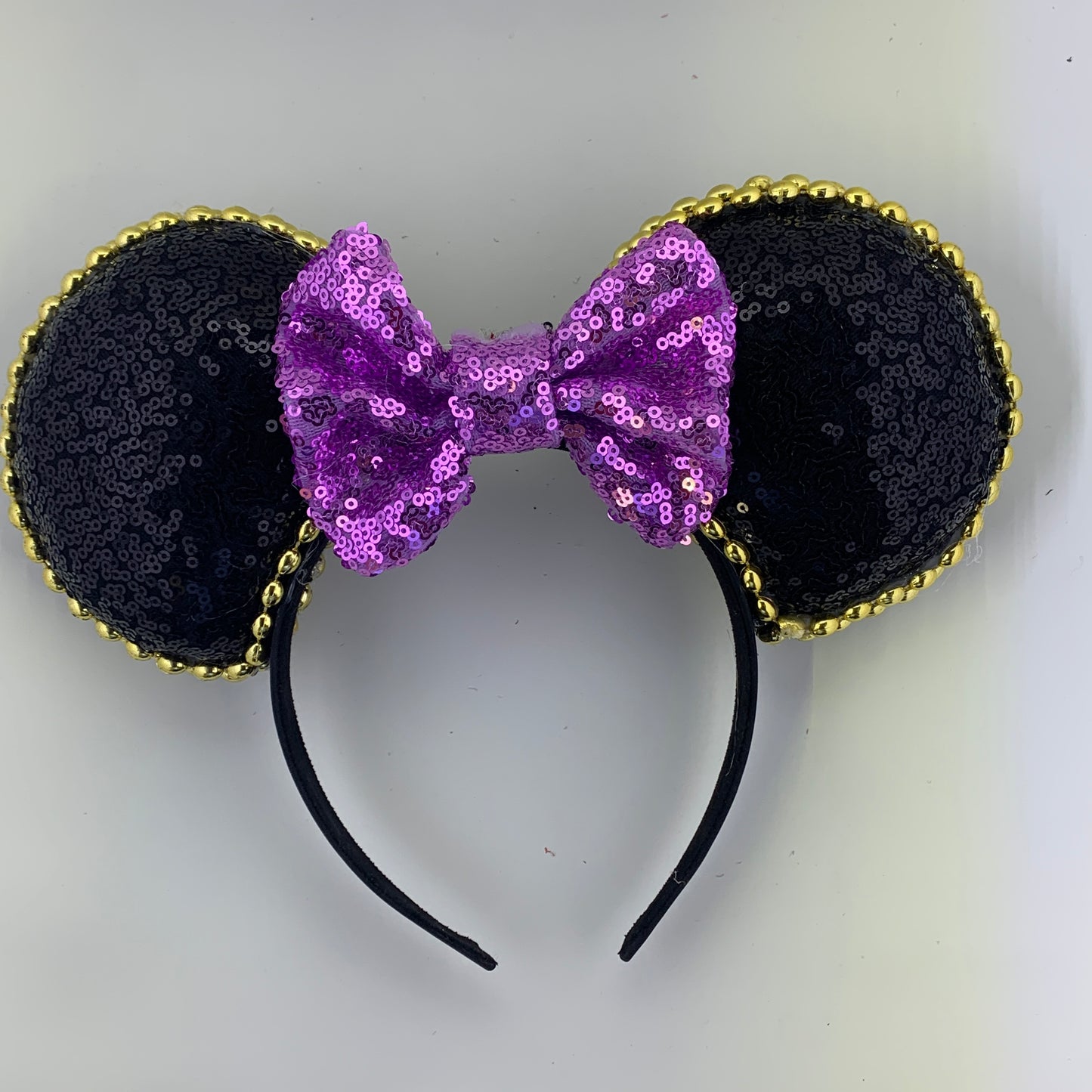 Sequin Ears For Dance Teams (Black Base | Gold Beads)