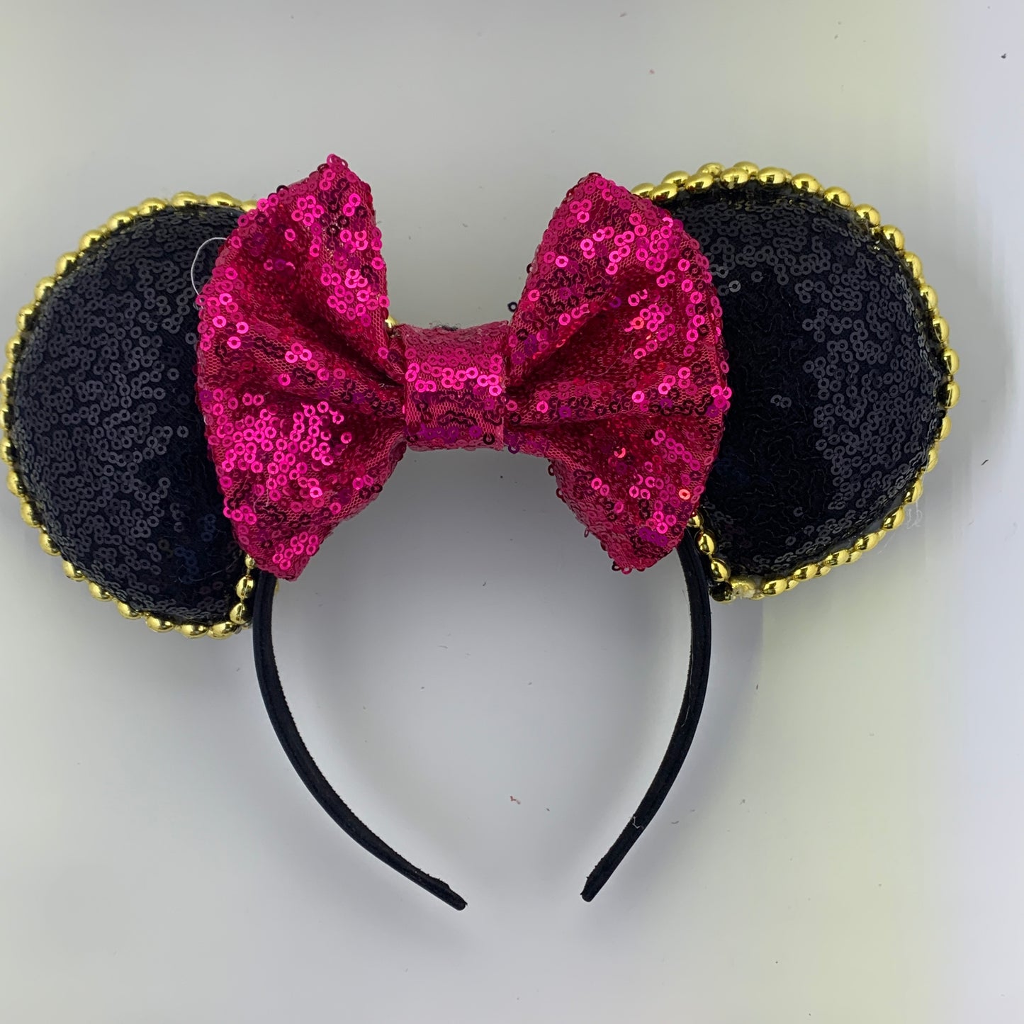 Sequin Ears For Dance Teams (Black Base | Gold Beads)